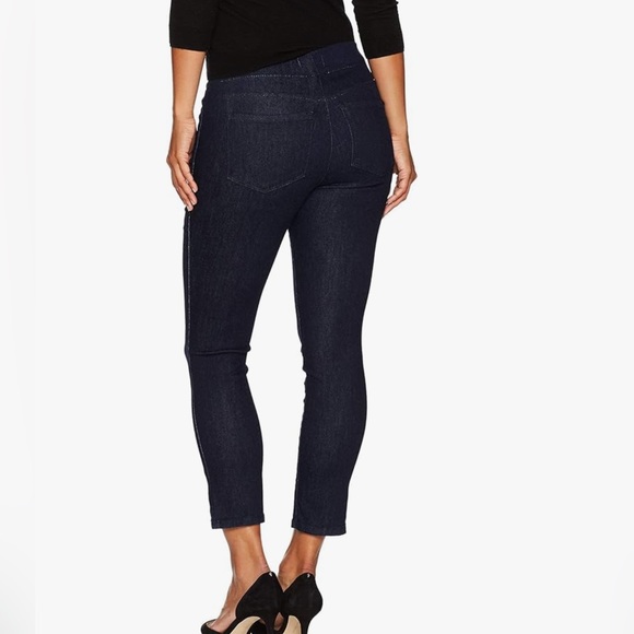 NYDJ Petite Pull up Skinny Dark Blue Denim Ankle Pull On Pant with slits. - Picture 2 of 9